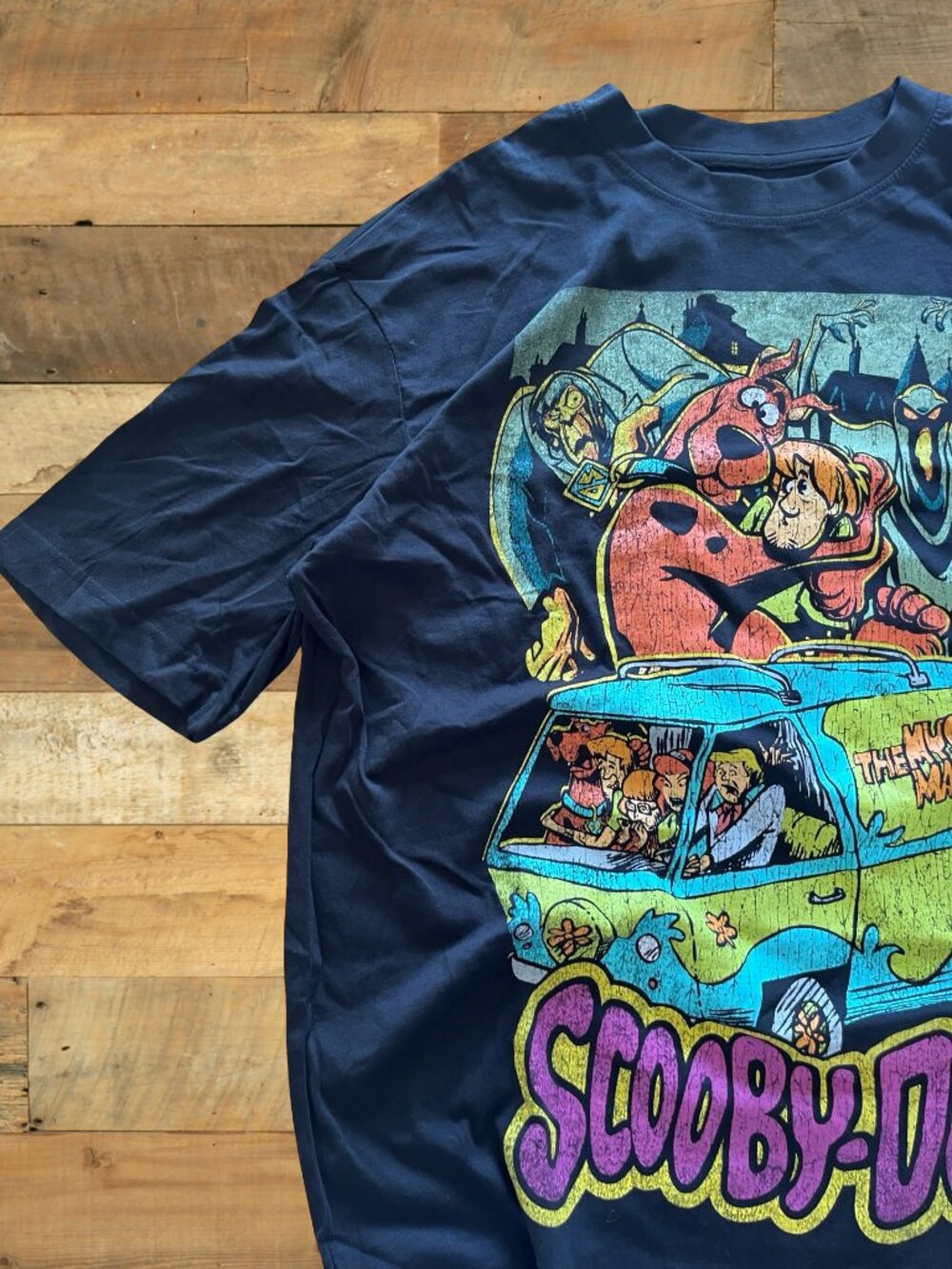 Scooby-Doo Graphic T-Shirt Mystery Machine Cartoon Tee Size M Black - Picture 2 of 8